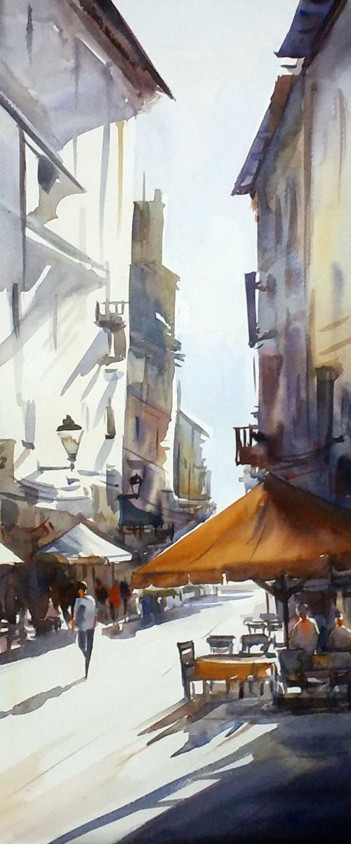 Morning Street & Cafe by Samiran Sarkar