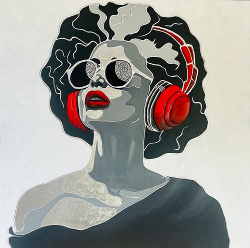 Red, White, Black and Music. 3D Painting by Lana Ritter