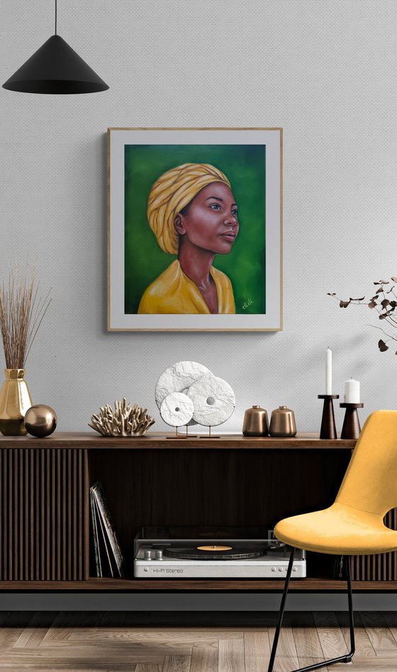 African Beauty - yellow scarf