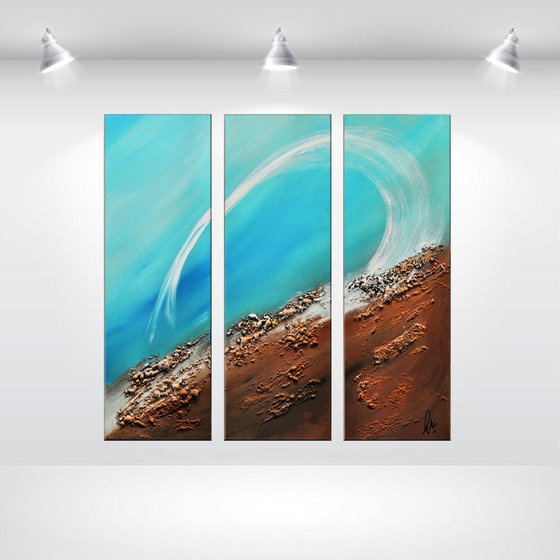 At the Sea - Seascape - Acrylic Painting - Canvas Art- Blue Wall Art