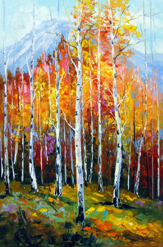 Birches by the mountains