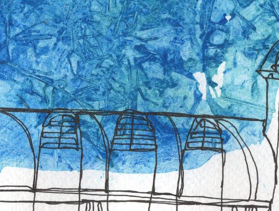 Blue Penarth Pavilion Continuous Line