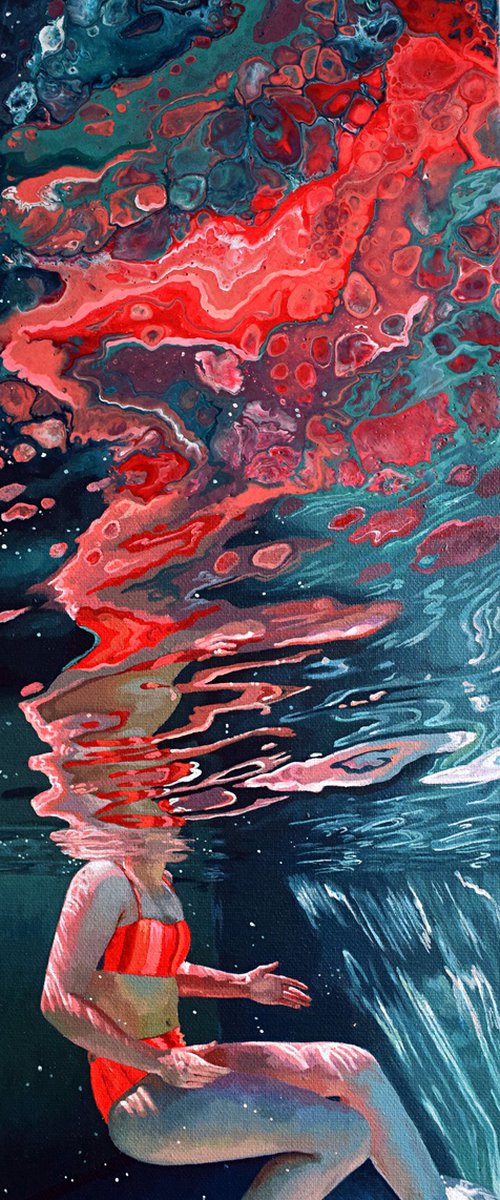 Dissolve - Swimming Painting by Abi Whitlock