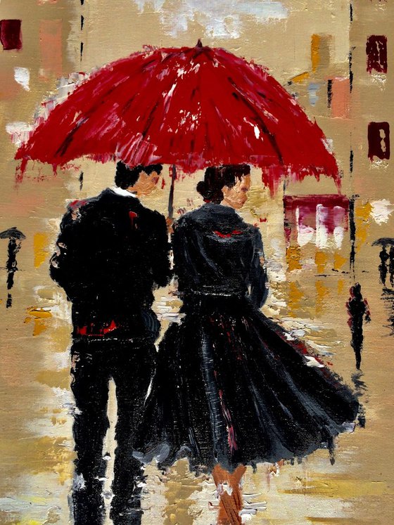 Couple under the umbrella