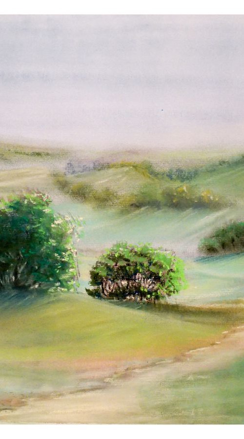 Remembering a lovely spring walk. Pastel drawing size 45*32 cm by Yulia Schuster