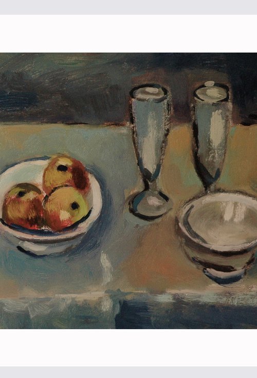 Still LIfe with Blue Glasses and Fruit by Andre Pallat