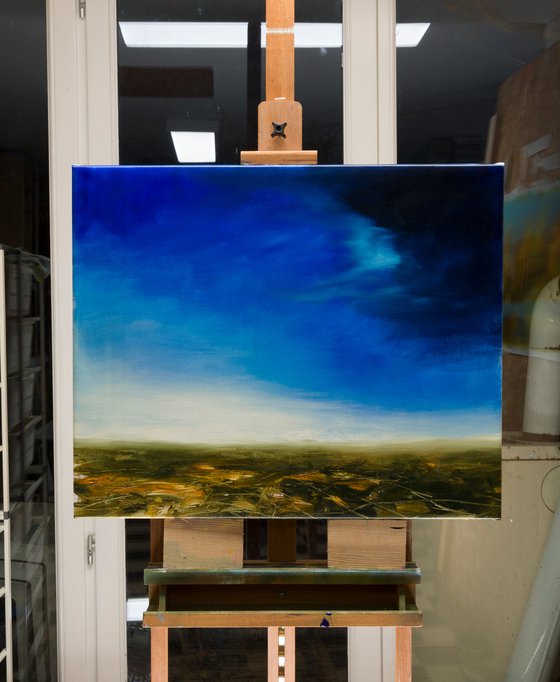 Landscape with blue sky - Oil painting - Wall art decoration