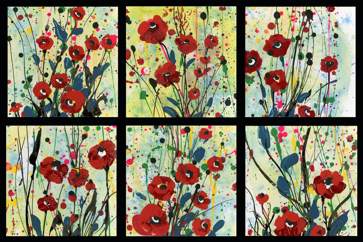 Poppy Dreams Collection - Set of 6 - Floral art by Kathy Morton Stanion by Kathy Morton Stanion