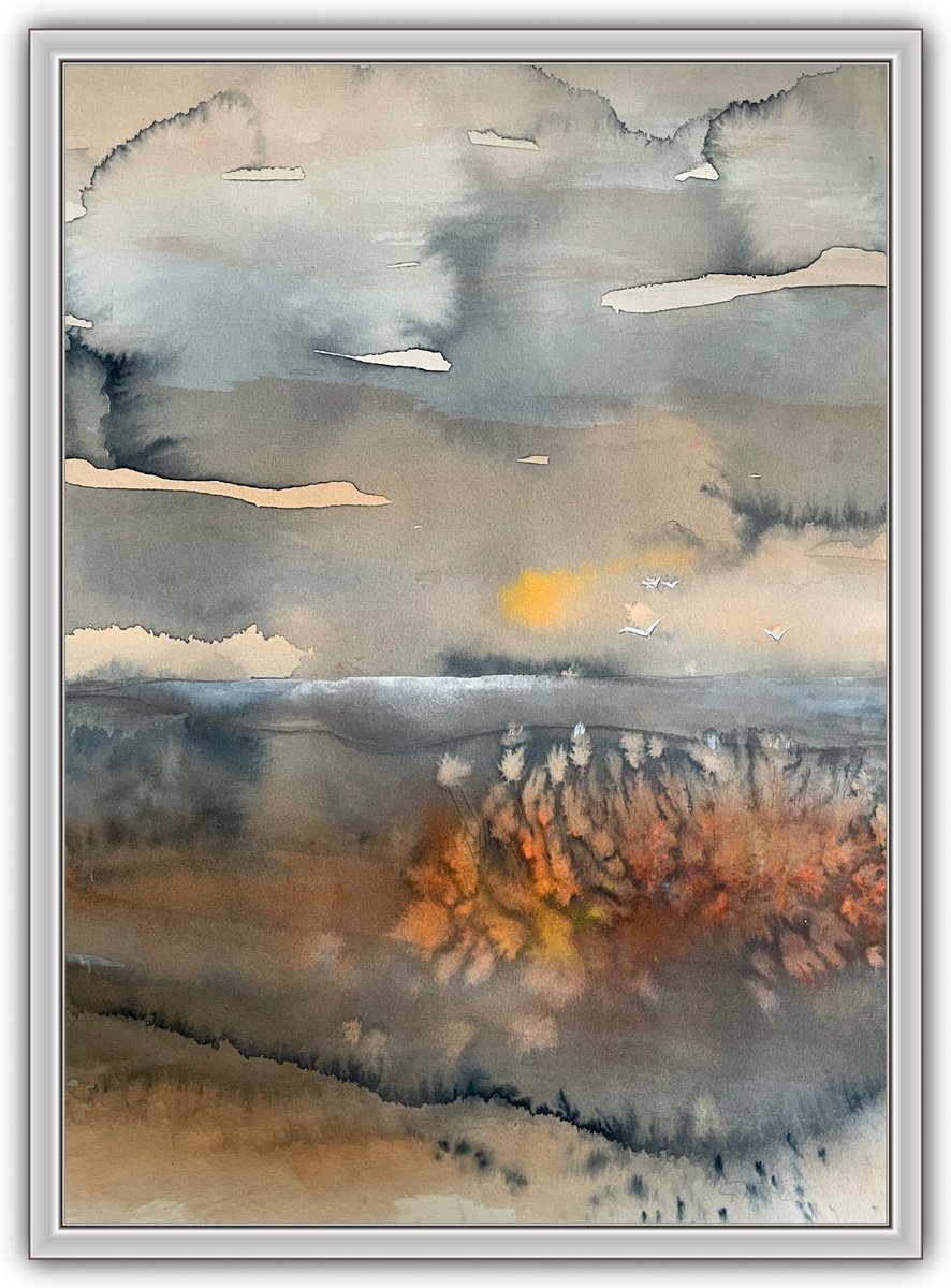 Abstract Watercolour , Winter Walk By Gesa Reuter, 11 X 15, Artwork For Sale On Artfinder