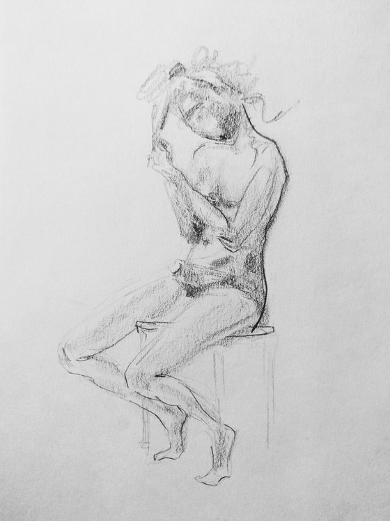 Nude. Original pencil drawing.