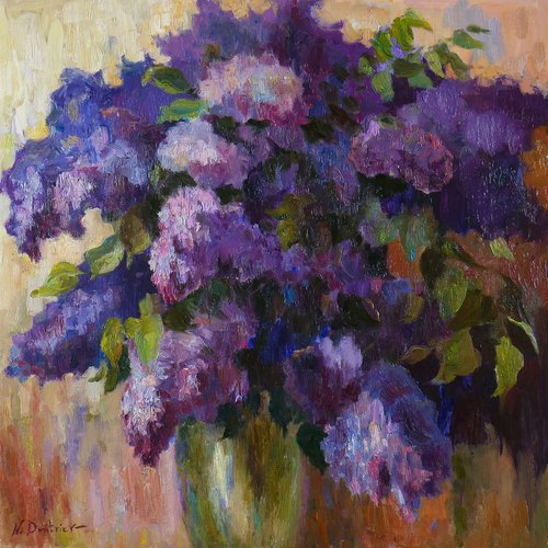 Abstract painting - Lilacs painting #1 by Nikolay Dmitriev