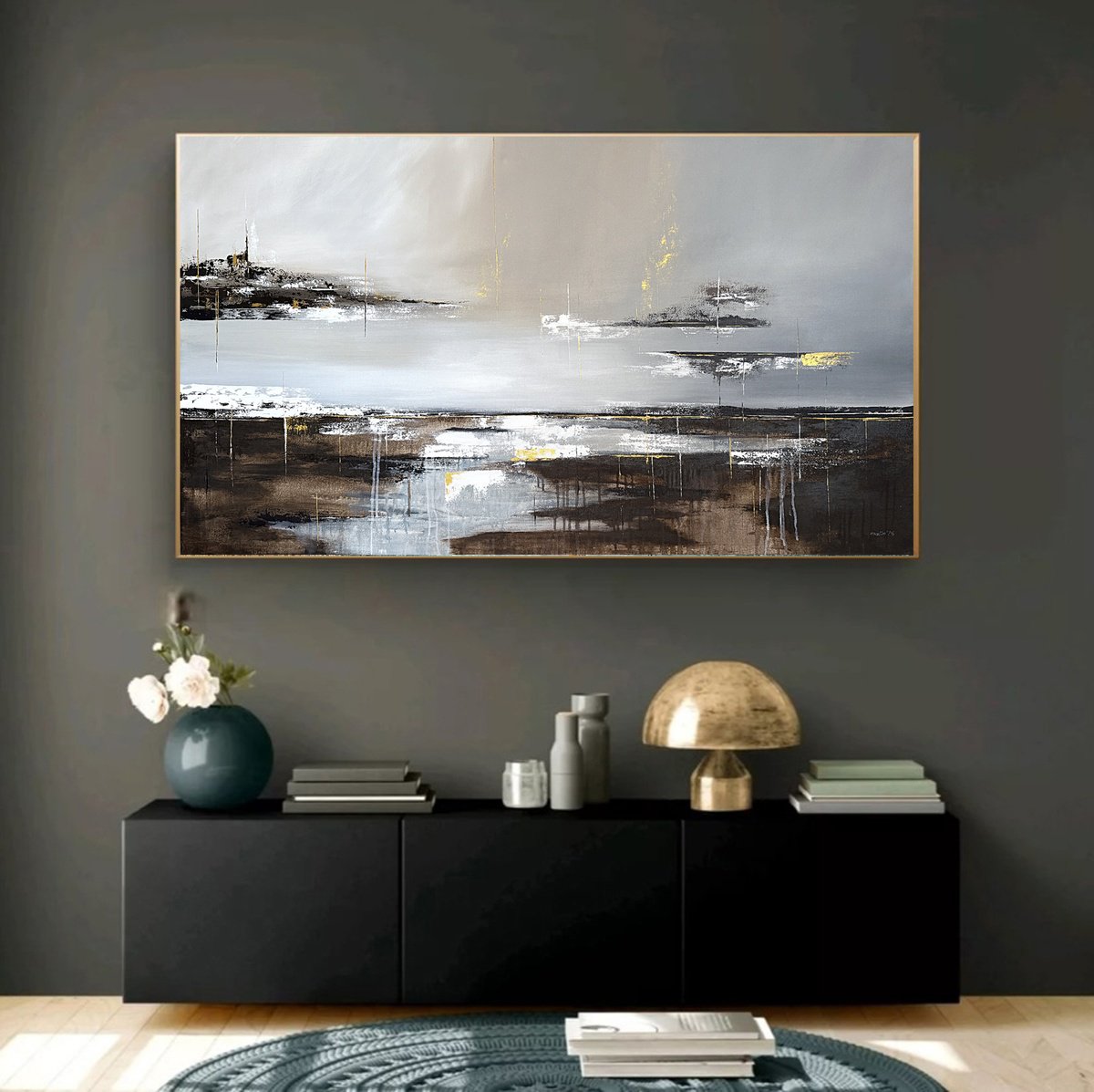 Brown Grey Gold Textured-Edge Of Illumination By Tatiana Malinovscaia, 55 X 31, Artwork For Sale On Artfinder