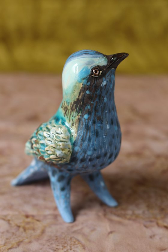 Blue Birdy. Ceramic sculpture