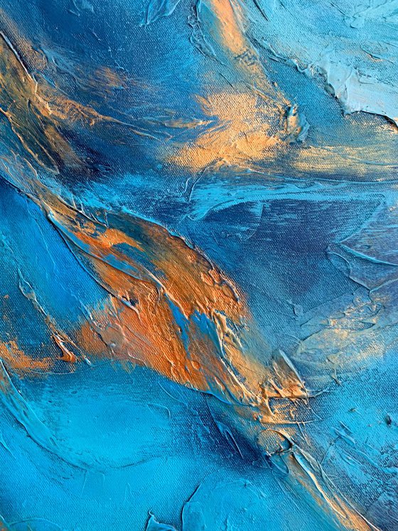 Blue Planet - XL LARGE,  TEXTURED ABSTRACT ART – EXPRESSIONS OF ENERGY AND LIGHT. READY TO HANG!