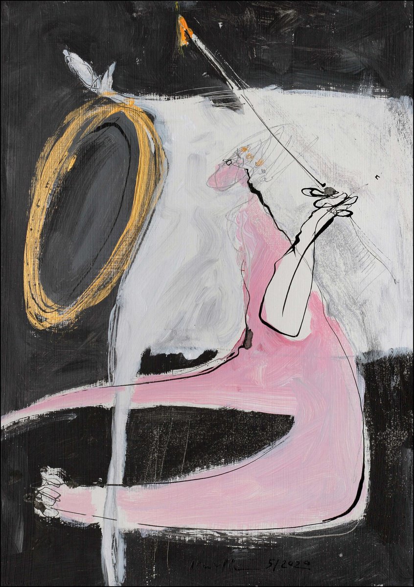 Portrait Acrylic Painting By Jiri Havlik, 14 X 20, A Midnight, Original Artwork