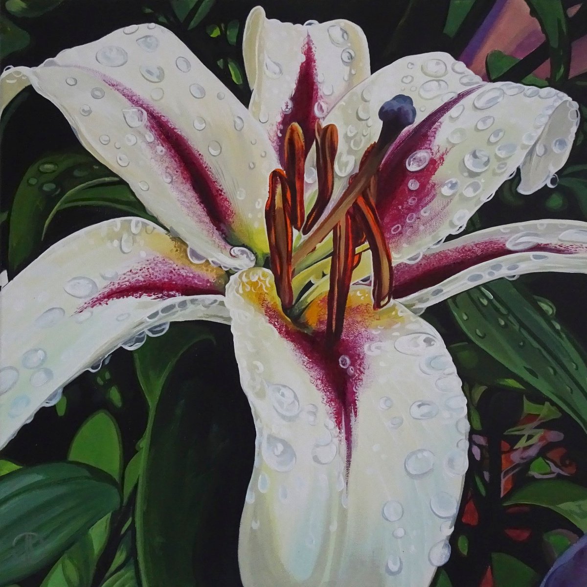 Impressionistic Botanical Acrylic Painting By Joseph Lynch, 20 X 20, Autumn Shower, Original Artwork