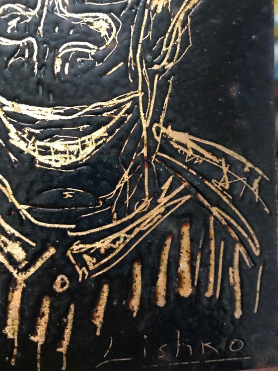 Portrait (Hot enamel on copper)