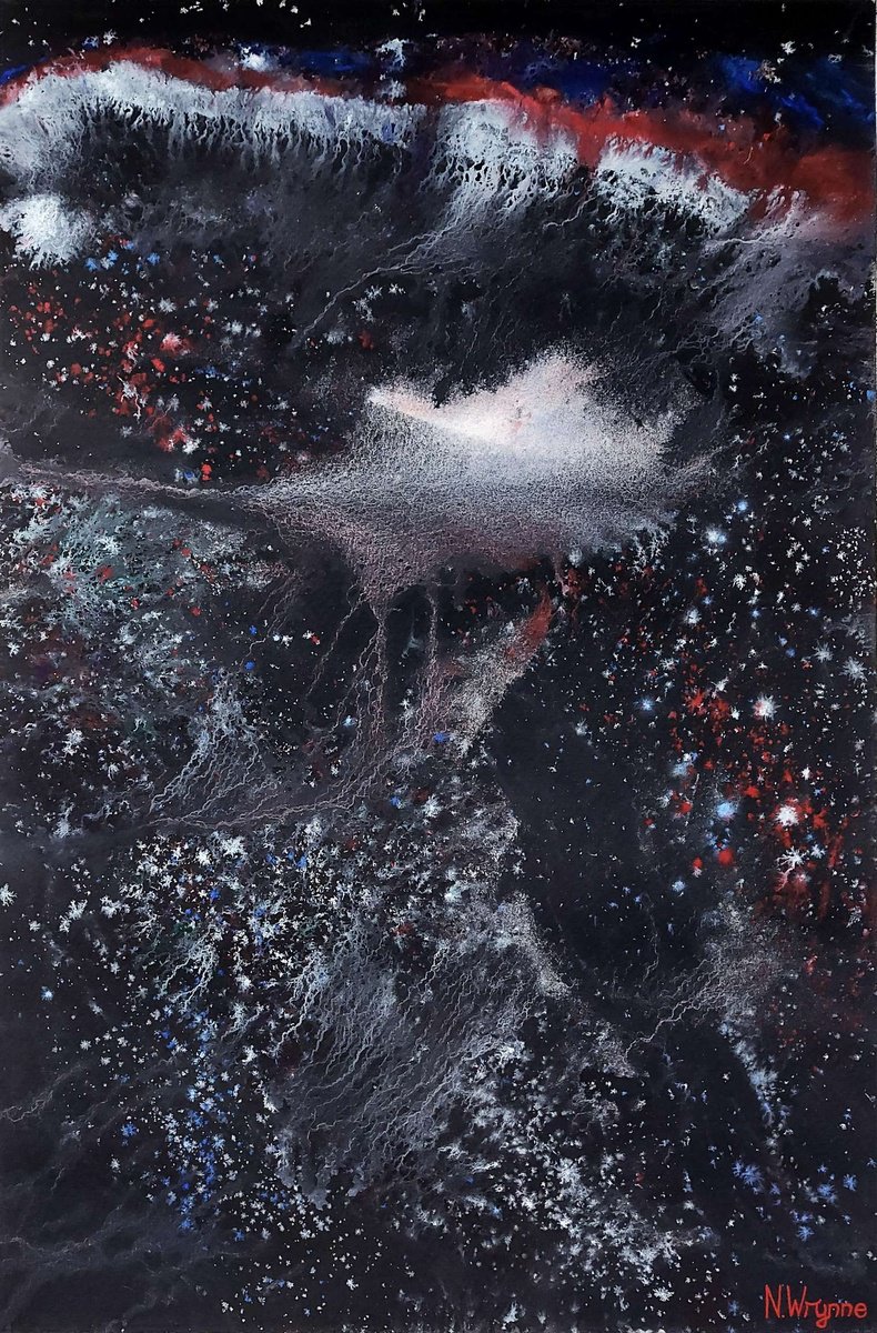 Expressive Abstract Watercolour By Neil Wrynne, 15 X 22", Between Me And The Stars, Original Artwork