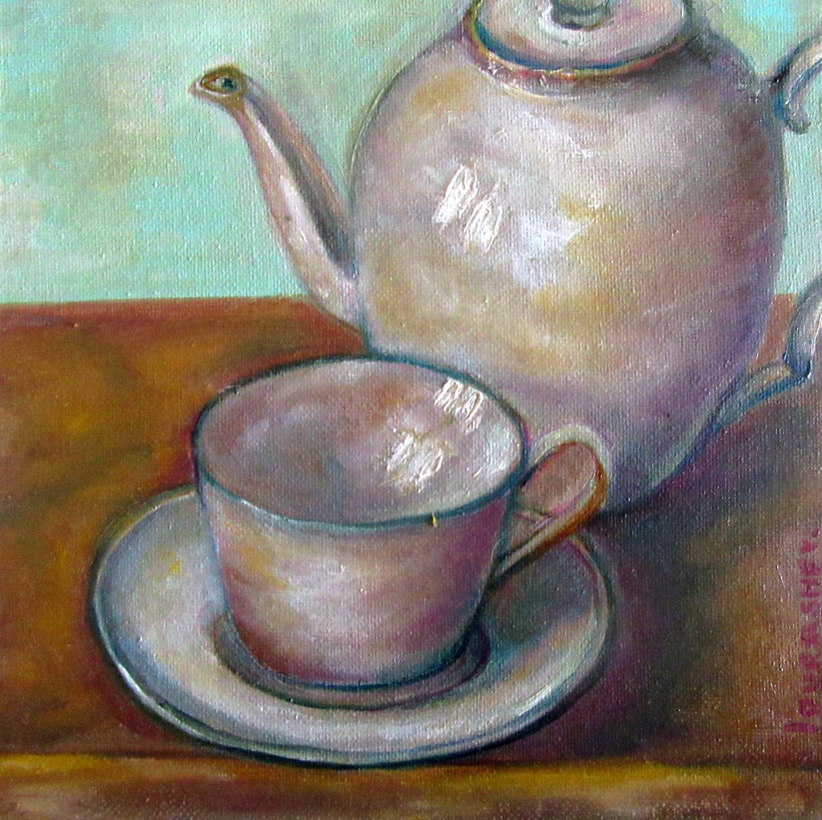 Teatime (small still life) 20x20cm/8x8 in by Katia Ricci