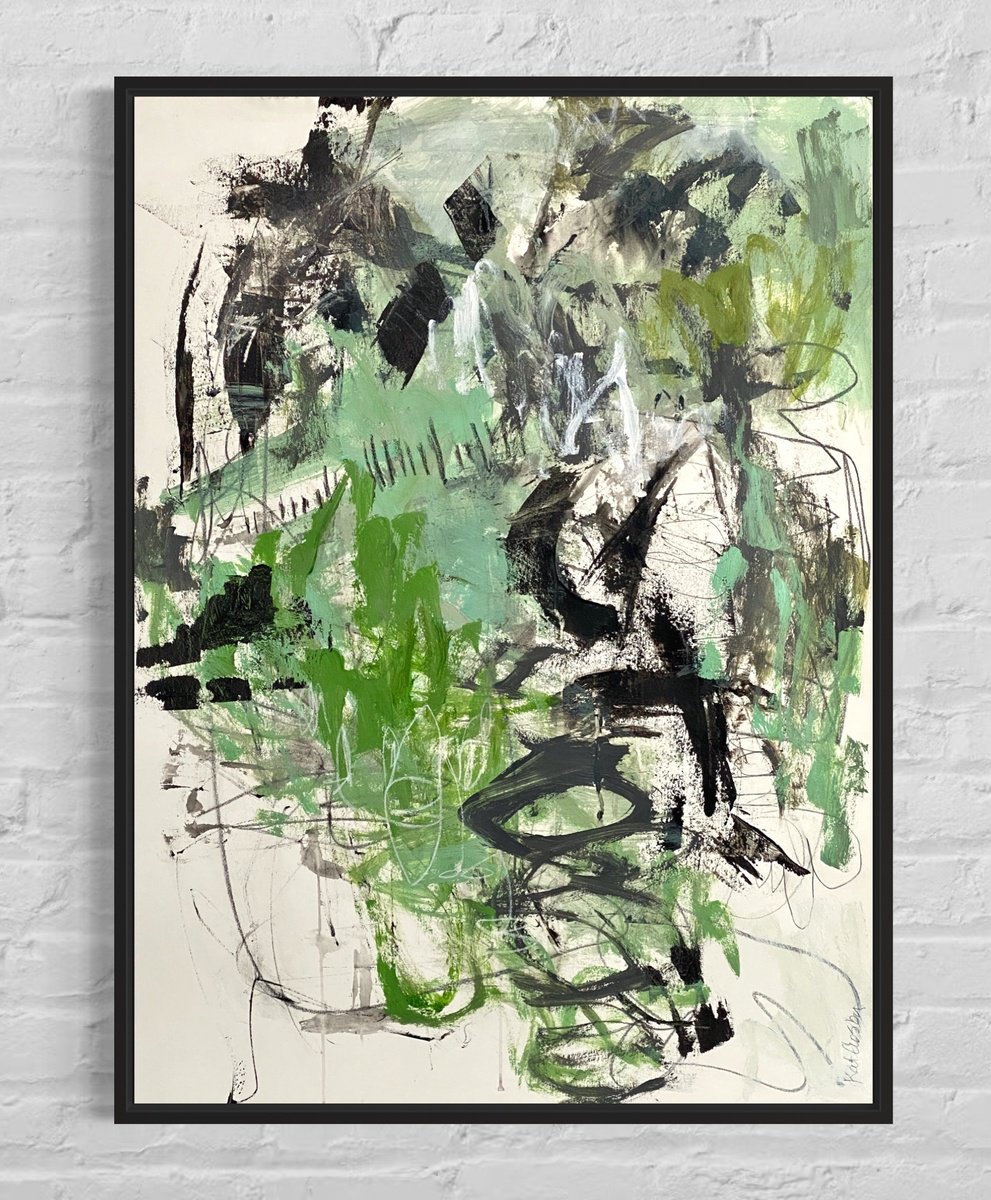 Organic Abstract Acrylic Painting By Kat Crosby, 22 X 30", New Growth, Original Artwork