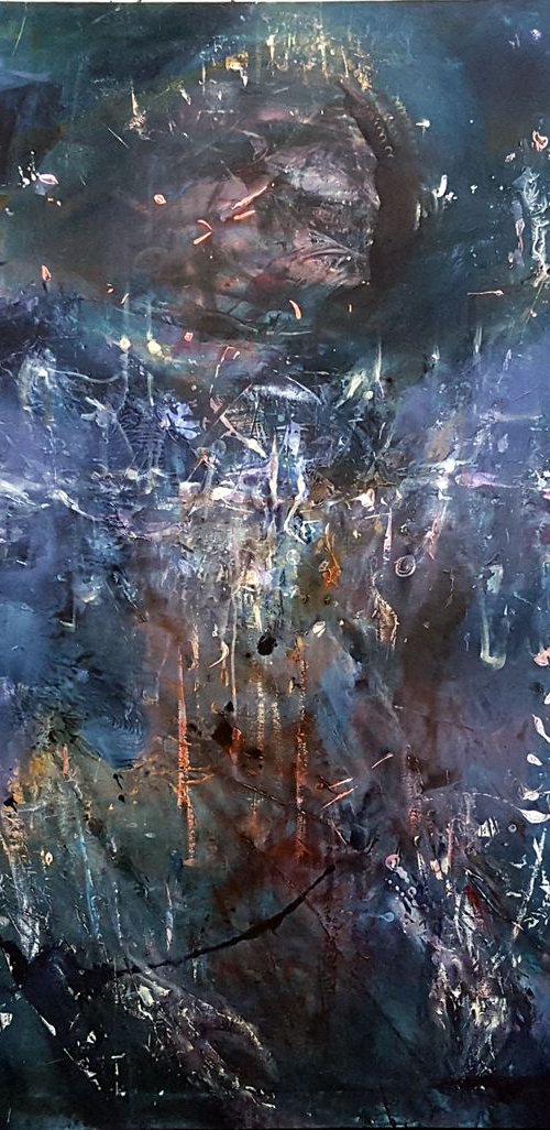 GIGANTIC SIZE ABSTRACT ANGEL BEAUTUFUL COLORS ONEIRIC ANCESTRAL HUGE PAINTING by O KLOSKA by Kloska Ovidiu