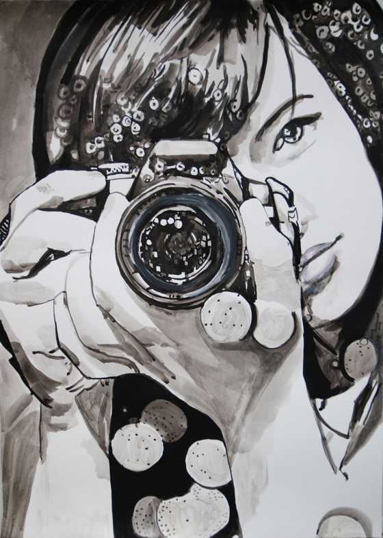 Girl with camera / 70 x 50 cm