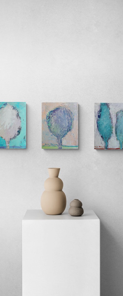 Set of three abstract paintings. 11 x 14 in by Daria Borisova