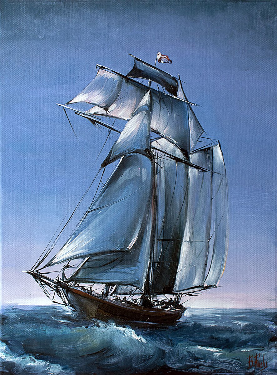 Ship oil painting by Bozhena Fuchs