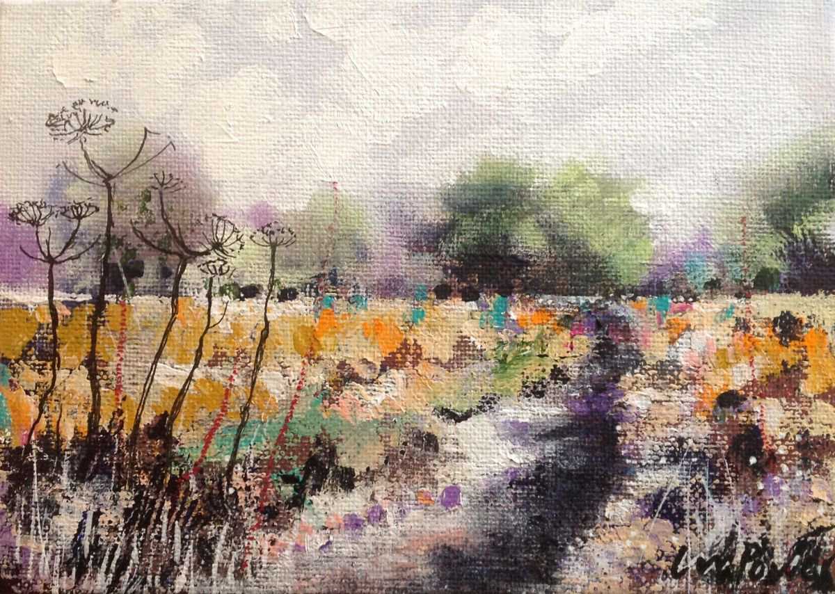 Winter sun #01 - small landscape on canvas board by Luci Power