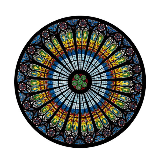 Strasbourg Cathedral Rose Window - Framed Acrylic Gouache Painting