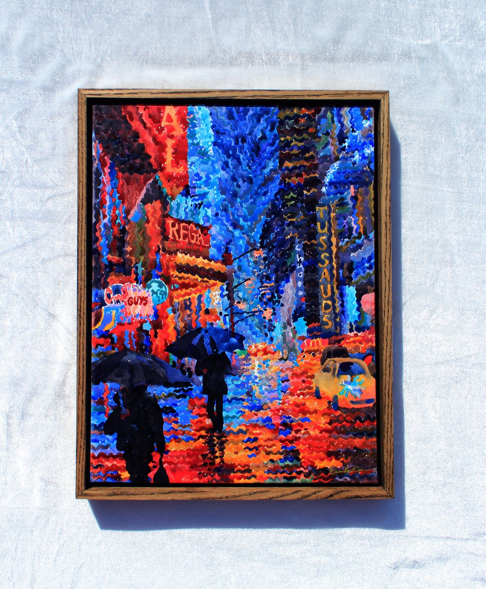 Impressionistic Watercolour , Rainy Evening In Times Square By Tanbelia, 13 X 17, Artwork For Sale On Artfinder