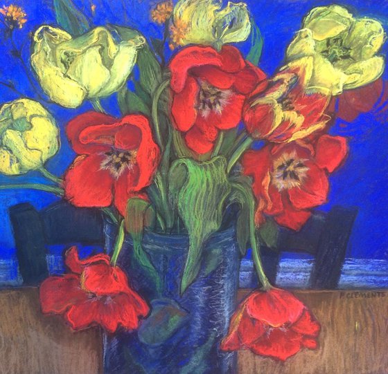 Yellow and red tulips Still life