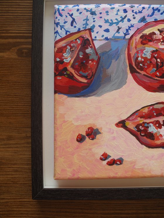 Still life with pomegranates