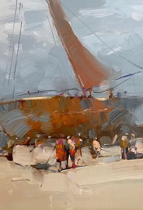 Sail Boat, Original oil painting, Handmade artwork, One of a kind by Vahe Yeremyan