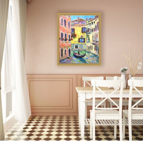 "Romantic Venice" Original Oil Painting on Canvas 40x50 cm (16 by 20 inches)