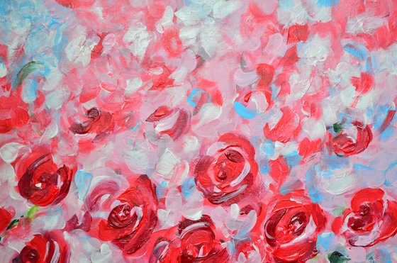 Roses for the Beloved- Modern  impressionistic flowers Gift idea