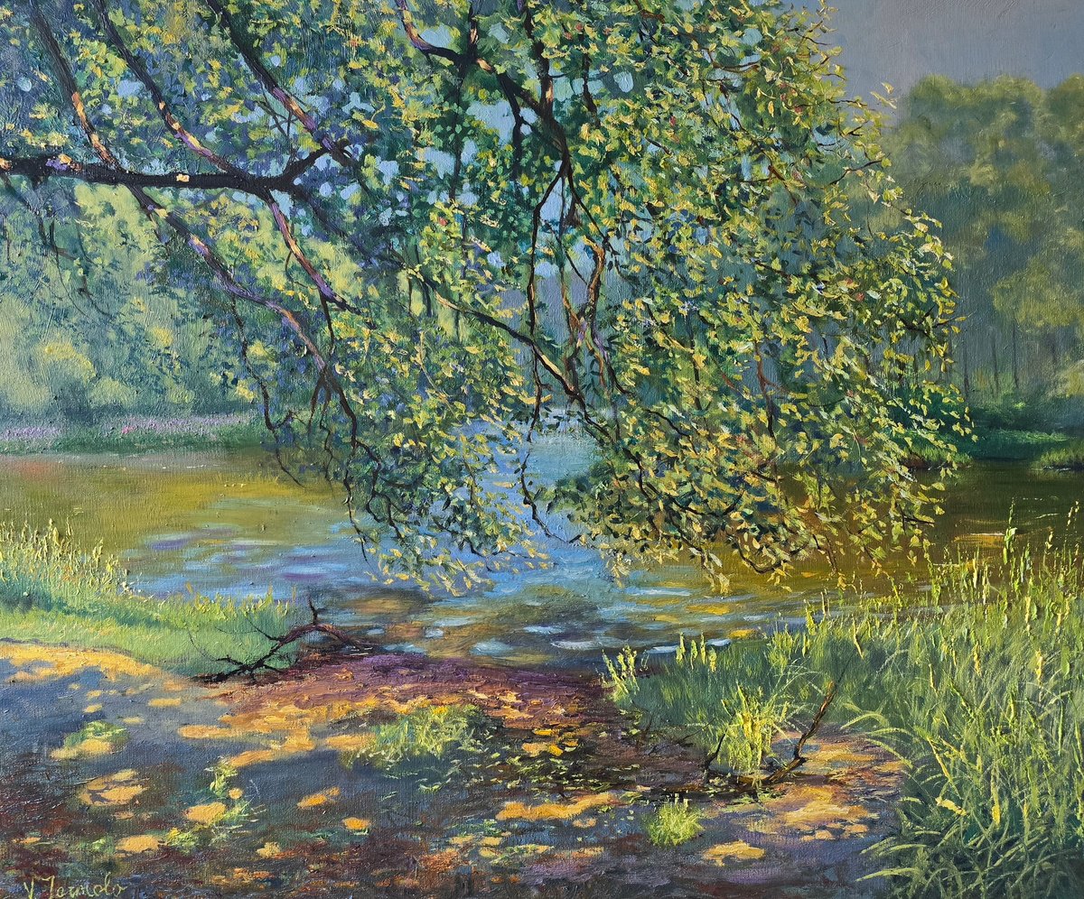 Photorealistic Landscape Oil Painting By Vladimir Jarmolo, 24 X 20", In The Shadow, Original Artwork