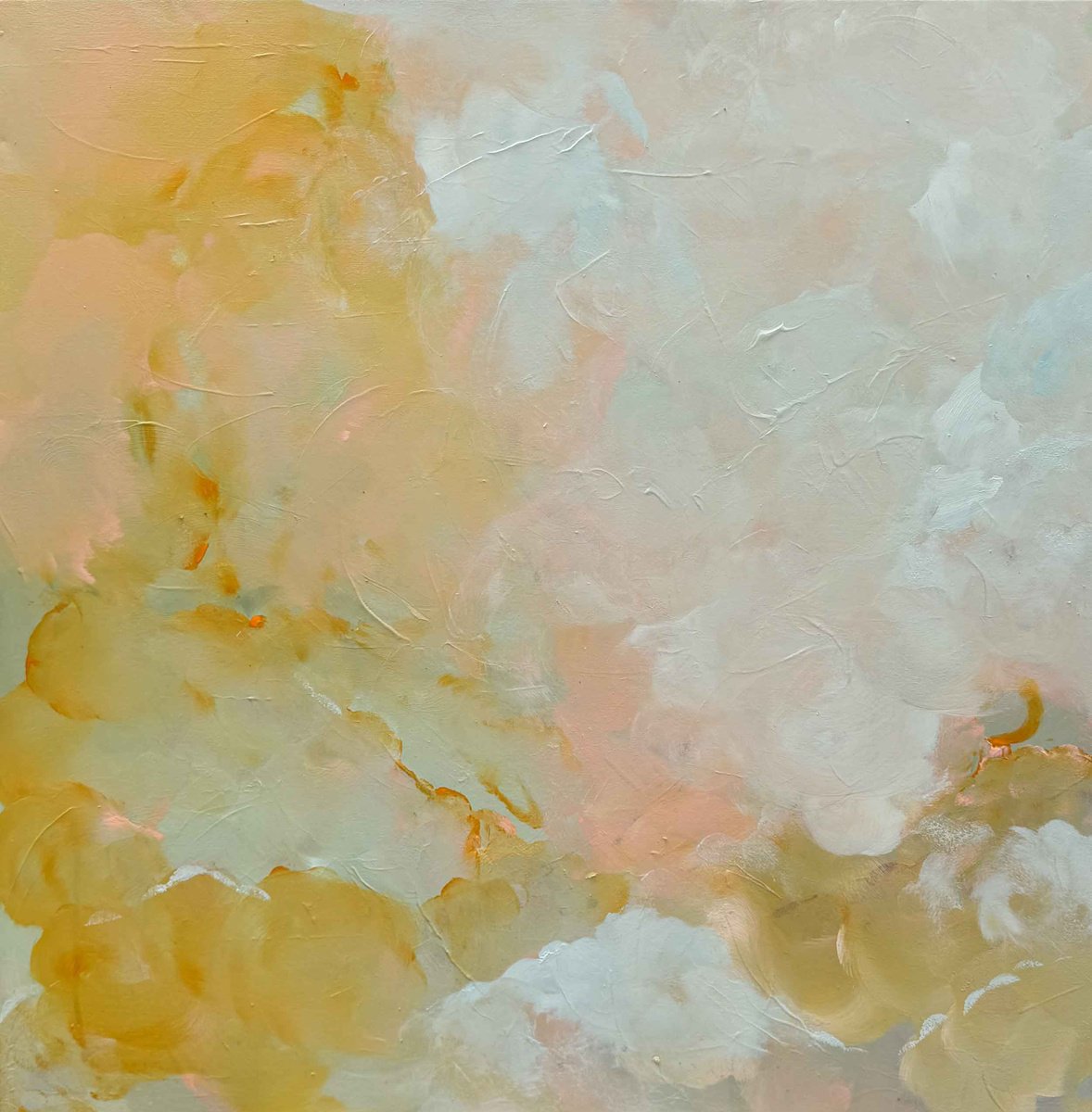 Abstract Landscape Acrylic Painting By Ivana Gigovic, 35 X 35, Sun-Kissed Stillness, Original Artwork