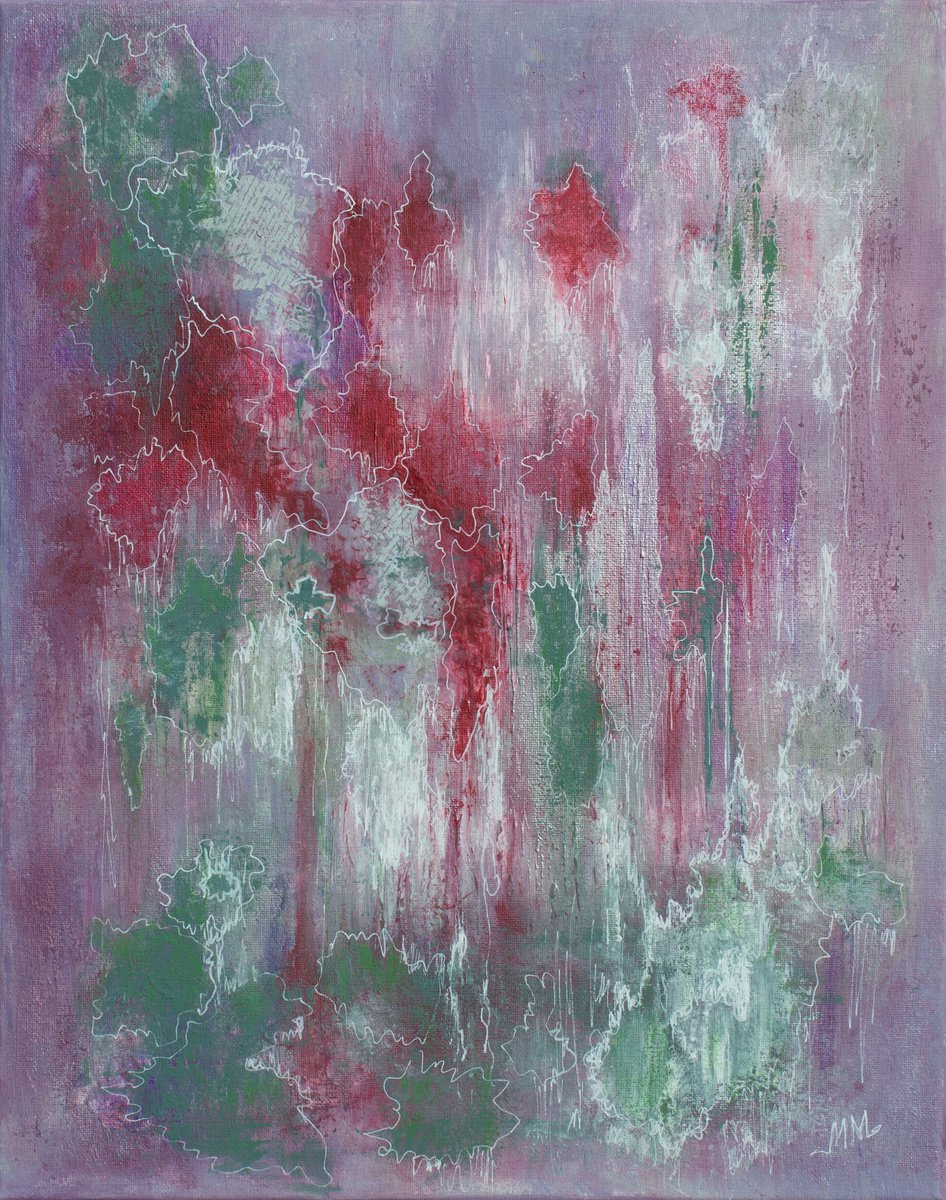 Organic Abstract Acrylic Painting By Mila Moroko, 16 X 20", Abstract Map, Original Artwork