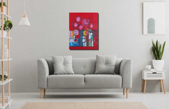 Flowers on Red IV