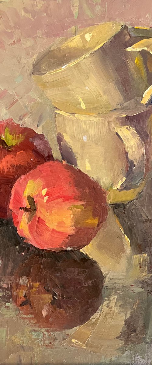An Apple a Day Series - 17 - Vibrant oil painting kitchen decor by Nithya Swaminathan