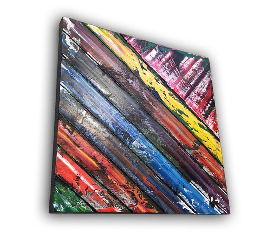 "Diagonal Series" - Original Abstract PMS Oil Painting Series, Two 24 x 24 inch paintings
