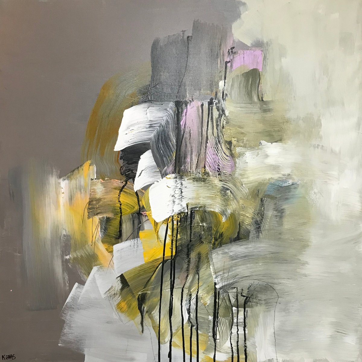 Organic Abstract Acrylic Painting By Kris Haas, 36 X 36", Whisper To Me Gently, Original Artwork