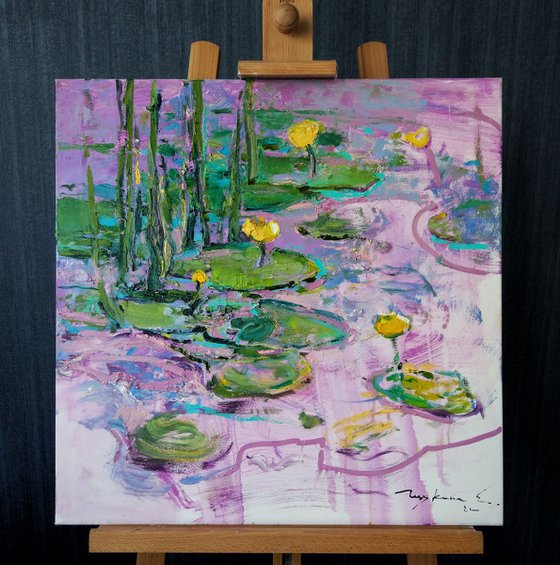 Violet water lilies | Impressionistic etude