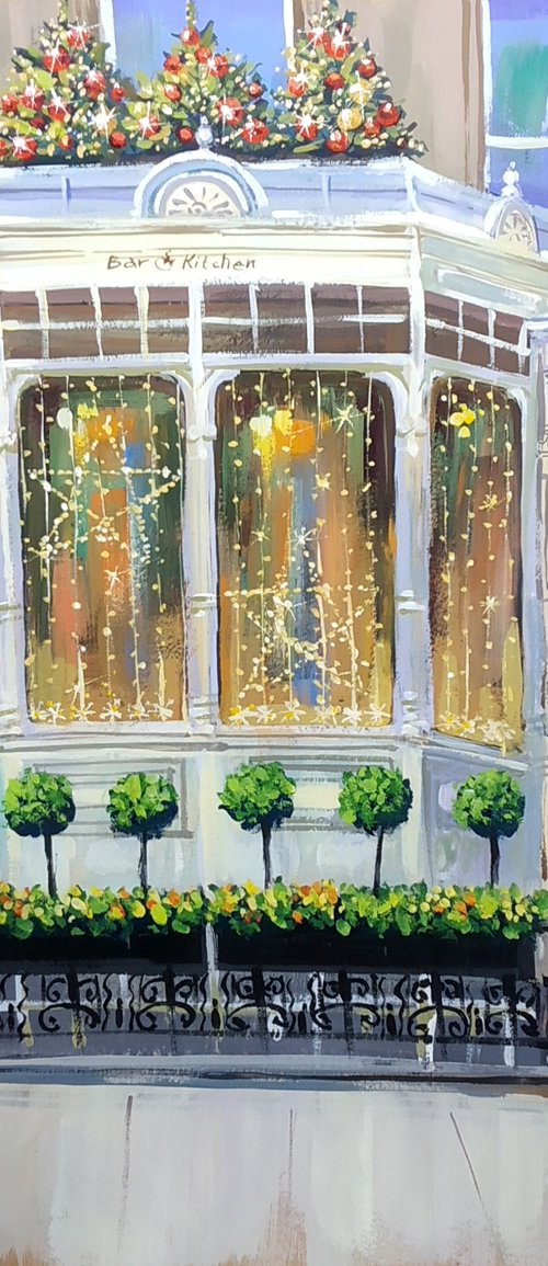 The cozy windows of Christmas Edinburgh. Georg Street. by Maiia Vysotska
