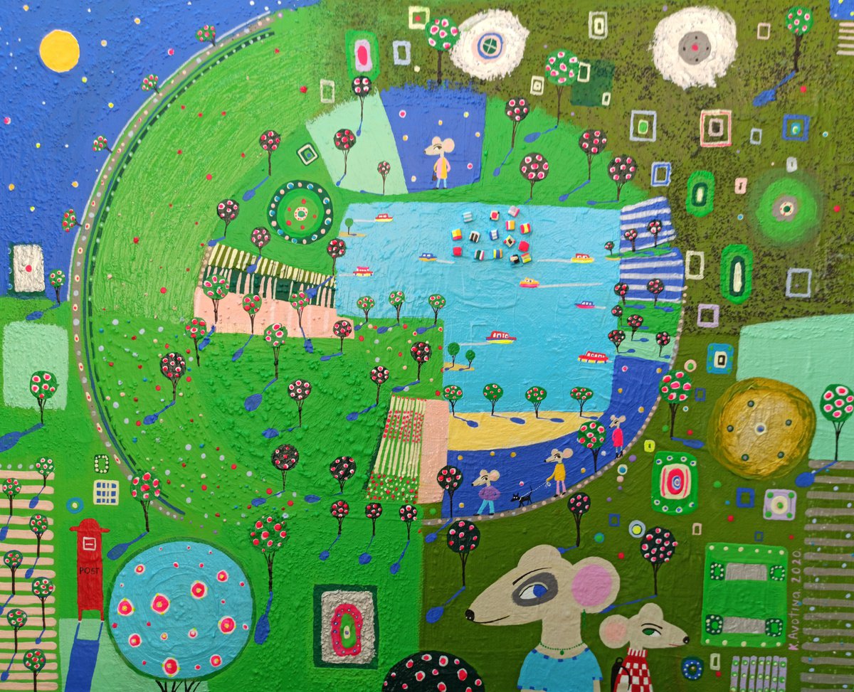 Impressionistic Landscape Acrylic Painting By Katrina Avotina, 20 X 16", Take It Easy, Original Artwork