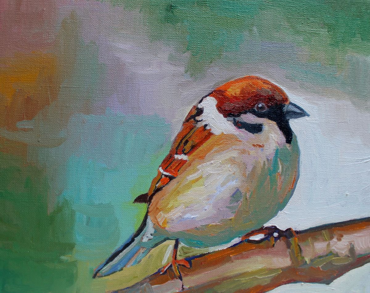 Big Sparrow Too Oil painting by Emma Cownie | Artfinder