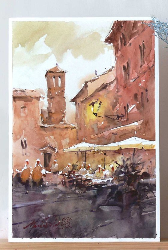 Trastevere, Rome, watercolor.