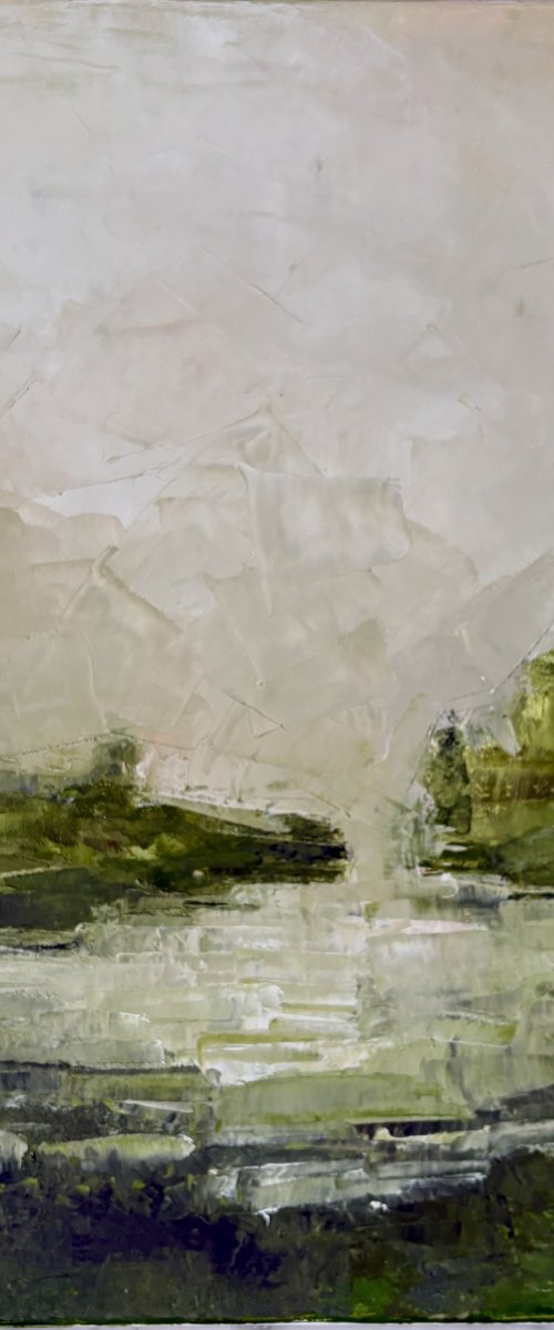 Abstract mountains lagoon landscapes whispers by Daniela Nocito