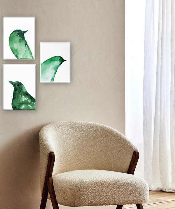 Set of 3 Bird paintings.